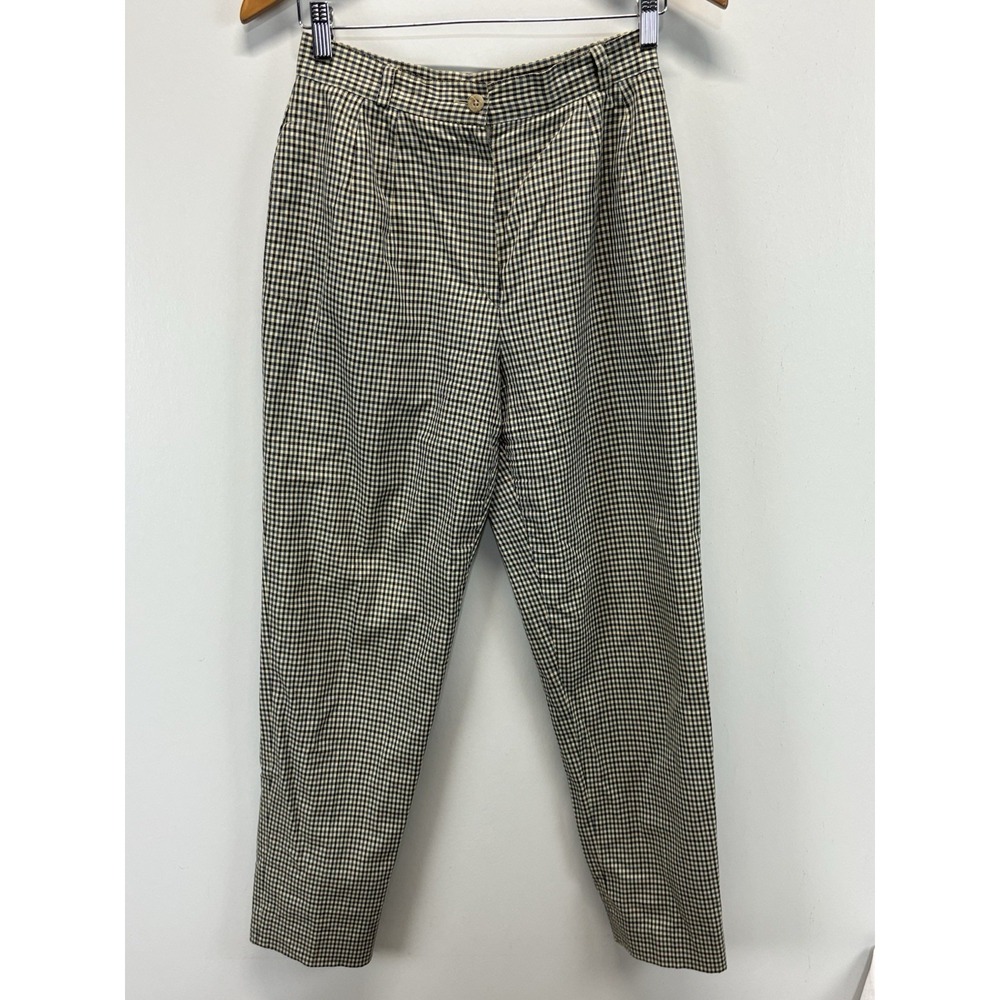 Vtg Bernard Zins High Rise Pants Women's 27x30 Plaid Pleated 90s Made In France